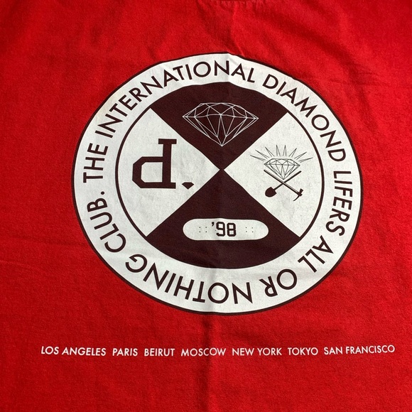 💵Diamond Supply Company Red Heavy Cotton Tee Size 2XLarge - Picture 6 of 9